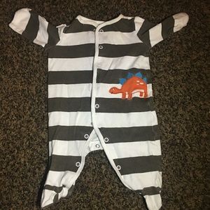 Carter's Stripped Dinosaur Button up Footie Onesie